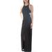 FAME AND PARTNERS Womens Black Slitted Sleeveless Jewel Neck Full-Length Sheath Evening Dress Size 4