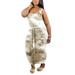 Sexy Dance Women Plus Size Tank Dress with Tie Belt Casual Tie Dye Sleeeless Dress Bodycon Beach Long Dress