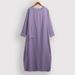 Tomshoo Women Long Tunic Dress Long Sleeve Pocket Split Hem Loose Fit Solid Caftan Ankle-Length Maxi Dress