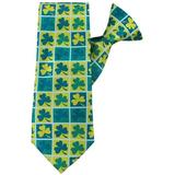 Jacob Alexander Men's St. Patrick's Day Shamrock Squares Clip-On Neck Tie