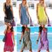 DuAnyozu Women Wrap Summer Boho Floral Mini Print Dress Maxi Beach Sundress