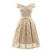 Tomshoo Women Lace Skater Dress Off the Shoulder Bow Pleated A-Line Bridesmaid Evening Party Gown Dress