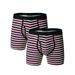 CVLIFE Fashion Stripe Cotton Boxer Briefs for Men Long Leg Sport Underwear Regular Rise Swim Trunks with Fly (2 Pack)