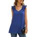 Women Summer Loose Sleeveless Vest T Shirt Blouse Lady Boho V-Neck Tops Ladies Chiffon Strappy Cami V Neck Sleeveless Loose Ruched Shirts