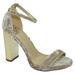 Delicious Women Thick Block Chunky High Heels Ankle Strap Open Peep Toe SHINY-S Velvet Pink Beige Brown Wheat / Gold Heel 9