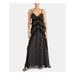 RACHEL ROY Womens Black Ruffled Floral Spaghetti Strap V Neck Maxi Empire Waist Dress Size 12