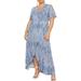 Tart Womens Plus Nolan Printed Faux Wrap Maxi Dress