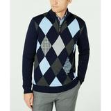 Club Room Men's Pima Argyle Quarter-Zip Sweater Size XXL Navy Blue