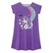 HDE Girl's Sleep Shirt Dress Short Sleeve Pajamas Unicorn Nightgown Nightshirt (Purple Dream Unicorn, 7-8)