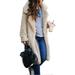 Classic Vintage Women Oversized Winter Warm Fluffy Fleece Long Trench Outwear Jacket Coat Ladies Fashion Borg Long Knee Loose Overcoat Coat Faux Jacket Lapel Outwear Outfit