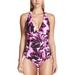 Calvin Klein Womens Side-Pleated Halter One-Piece Swimsuit 6 Feather Print