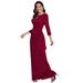 Ever-Pretty Women's Elegant Cut Out Scoop Neck 3/4 Sleeve Prom Dress 00132 Burgundy US16