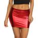 Sakkas Kaie Women's Shiny Metallic Liquid Wet Look Mini Skirt - Red - Large