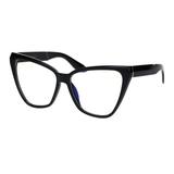 Womens Block Blue Clear Lens Glasses Vintage Square Cateye Butterfly UV400 Black