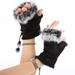 1 Pairs Women Winter Warm Faux Rabbit Fur Fingerless Gloves, Thumbhole Warmers Mittens, Hand Wrist Warmer Gloves, Winter Glove, Warm Half Finger Gloves, Winter Warmer Mittens Fingerless, Black