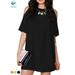 Deago Women's Summer Cold Shoulder Casual Loose Tunic Top Dress Chiffon Beach Sundress (Black,L)