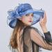 Flmtop Floral Organza Wide Brim Church Kentucky Derby Fascinator Lady Tea Party Sun Hat