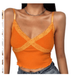 Seyurigaoka Women Summer Clothing, Solid-Color V-Neck Sleeveless Lace Trimming Ribbed Crop Top with Ruched Hem for Girls