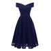 New Women Embroidery Vintage Lace Dress Off the Shoulder Short Sleeve Casual Evening Elegant Princess Party Dress