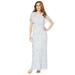 Roaman's Women's Plus Size Glam Maxi Dress Beaded Formal Evening Capelet Gown