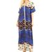 Sakkas Sabra Womens Long Casual Cover-up Tunic Kaftan V neck Dress - Royal Blue - XL