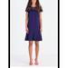 RALPH LAUREN Womens Navy Lace Solid Cap Sleeve Illusion Neckline Above The Knee Fit + Flare Wear To Work Dress Size 2P