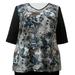 Viviana Women's Plus Size 3/4 Sleeve V-Neck Top - Platinum Floral - 0X