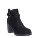 Wraparound Belted Ankle Bootie - Chunky High Heel Lug Sole Moto Boots (Woman)