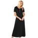 AmeriMark Womenâ€™s Knit Maxi Dress - 100% Cotton Short Sleeve T-Shirt Dress