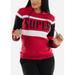 Womens Juniors Long Sleeve Red And Black Hoodie - High Neck Cozy Sweater - Zip Up Hooded Sweater 10892N