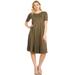 MOA COLLECTION Women's Oversize Solid Casual Comfy Short Sleeve Jersey Knit A-Line Midi Dress