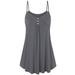 Summer Women Tank Top Button V Neck Casual Loose Solid Sleeveless T-shirtPlus Size Tee Tops