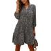 Sexy Dance Women 3/4 Sleeve Floral Dress Summer Casual Button Down Pleated Swing Dresses Beach Holiday Sundress