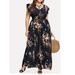 Avamo Women Maxi Dress Chiffon Print Plus Size Dress Summer Sexy Date High Waist Sleeveless Dresses