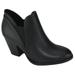 City Classified Women Ankle Boots Elastic Slip on Booties Block Low Heel DELUXE-S Black Faux Leather 5.5