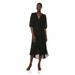 CALVIN KLEIN Womens Black Short Sleeve V Neck Tea-Length Wrap Dress Dress Size 8