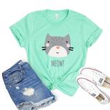 Meow T-shirt Kitty Shirts Animal Lover Tee Kitten Mom Tshirt Women's Rescuer Top Pet Adoption Gift Cat Mama Shirt