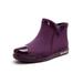 LUXUR Fashion Rain Wear Shoes Slip On Soft Sock Black Beige Violet Purple PVC Women's Rain Boots, US Size 6-8 Booties