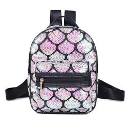 Chinatera Sequin Travel Backpacks Women Glitter Knapsack PU Leather Rucksack (Pink)