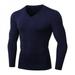 Hazel Tech Spring And Winter Men's Plus Velvet V-neck Fitness Long-sleeved PRO Tight Training Suit High-elastic Running Sports Shirt Men's T-shirt