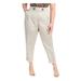 Calvin Klein Womens Plus Linen Blend High Waist Ankle Pants