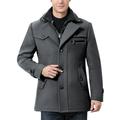 Men Classic Notched Collar Single Breasted Wool Blend Pea Coat Casual Oversized Winter Business Short Jacket Outwear