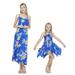 Matching Hawaiian Luau Mother Daughter Maxi and Fairy Dress in Hibiscus Blue