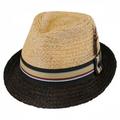 Trinidad Raffia Straw Trilby Fedora Hat - L - Natural/Putty