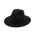 QunButy Hats for Men Women's Wool Fe Outback Hat Panama Hat Wide B Women Belt Buckle Fedora Hat