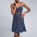 Women Sleeveless Polka Dot Dress Spaghetti Strap Front Knot Cutout Button Pocket Backless Party Holiday Mini Dress