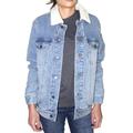 Unisex Sherpa-Lined Denim Jacket - LT DENIM/ OF WHT - L