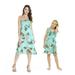 Matching Hawaiian Luau Mother Daughter Halter Wrap Dress in Palm Green