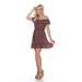 White Mark 19826-04-XL Brown Smocked Off-the-Shoulder Dress for Women - Extra Large