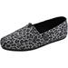 Skechers Women's Bobs Plush-Hot Spotted Leopard Print Slip on Ballet Flat, Black/Charcoal, 6 M US